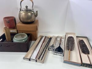 茶道具 煙草盆 ミニ火鉢 火入れ 銀やかん 茶碗 火箸等 まとめ