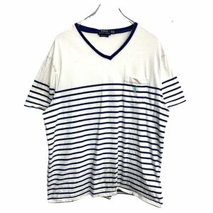 POLO RALPH LAUREN 半袖 プリント Tシャツ XLサイズ ポロラルフローレン ボーダー ポケット Vネック 古着卸 アメリカ仕入 t2409-3561