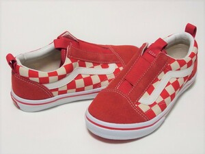 VANS OLD SKOOL V36CJ GB レッド 赤 21cm バンズ オールドスクール チェッカーボードチェック スリッポン キッズ 子供