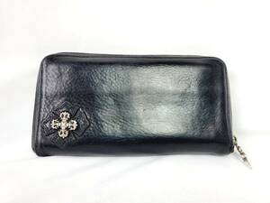 クロムハーツ フィリグリープラス ジップウォレット ラウンドジップ 長財布 ブラック CHROME HEARTS