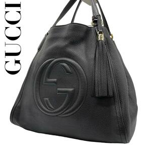 良品　 GUCCI グッチ　s33 ソーホー　トート　黒　インターロッキングG