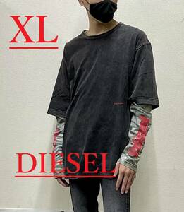 ディーゼル　長袖Tシャツ 1422　XLサイズ　ブラック　ルーズフィット　新品 タグ付　ガーメントウォッシュ　DIESEL　A06958 0CMAC