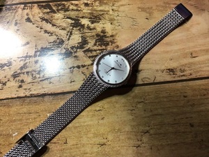 美品 希少 レア ヴィンテージ SWISS HORN スイスホーン FIVE STAR SWISS MADE SS 純正メッシュブレス クオーツ メンズ 腕時計