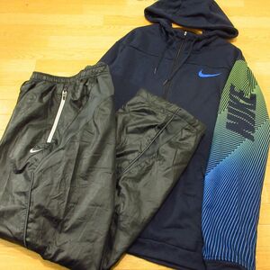 ◎美品！L 上下セット！NIKE ナイキ◆パーカー&ナイロンパンツ◆メンズ 紺x黒◆BA0932