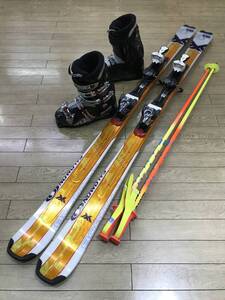 ☆★☆2025セール！メンズカービングスキー４点セットN387 SALOMON X-WING08 165cm /靴 TECNICA MEGA+6　26.0-26.5cm/ POLE新品115cm