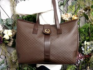 ●超美品●GUCCI オールド グッチ●マイクロGG●PVC カーフ レザー 本革●トート バッグ●ダークブラウン●G金具●ヴィンテージ●Js49832