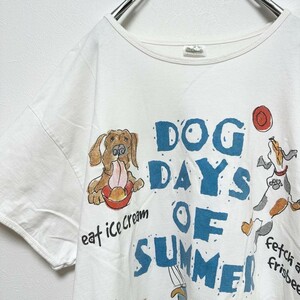 古着　アニマル　プリント　白　ワンピース　Ｔシャツ　ホワイト