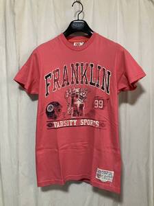 FRANKLIN AND MARSHALL MADE IN ITALY フランクリン アンド マーシャツ プリント入り半袖Tシャツ ピンク系 S 中古品 イタリア製