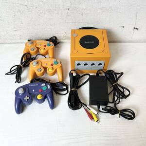 238＊中古品 Nintendo 任天堂 GAME CUBE ゲームキューブ DOL-001(JPN) コントローラー付き レトロゲーム オレンジ 簡易動作確認済み＊