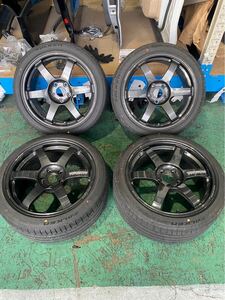 極上品 送料無料 RAYS VOLK RACING FORGET TE37SAGA S-plus 235/40ZR18 95Y 2023年製 18×8.5J OFF+42 PCD114.3 バリ山 レイズ