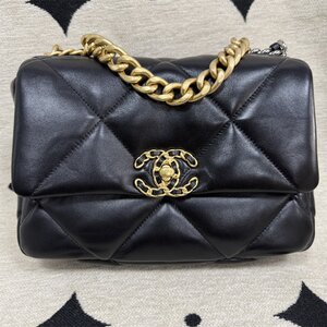 高級 新品未使用 ★CHANEL シャネル★CHANEL 19 AS1160 ディズヌフ ラムスキン フラップバッグ ゴールド金具 チェーン ショルダーバッグ