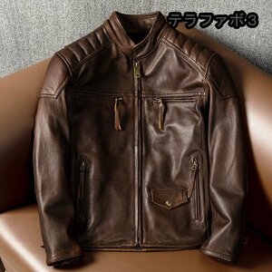 レザージャケット メンズ ハレージャケット　バイクジャケット　秋冬　　ライダース 高級牛革　本革革ジャン S～5XL