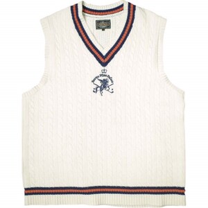 PALACE x BEAMS PLUS パレス ビームスプラス 24AW 別注 CABLE VEST ケーブルベスト 38-05-0048-156 XL WHITE セーター チルデンニット