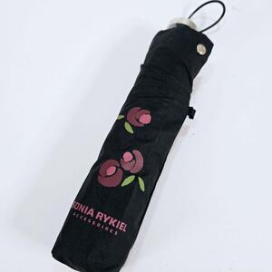 新品　Sonia Rykiel 折りたたみ傘 黒 バラプリント