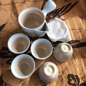 萩焼 松光山栄光作 小番茶器揃 急須・茶碗五客 