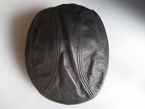 L/XL(約58~59cm) アメリカ製 ニューヨークハット NEW YORK HAT 本革 レザー ハンチング 帽子 黒 ブラック