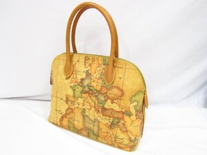 美品 PRIMA CLASSE プリマクラッセ ファスナーハンドバッグ トートバッグ 地図柄 保存袋 付き 中古品 ◆120241