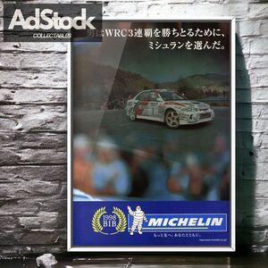 90s 当時物!!! MICHELIN × Mitubishi 広告/ポスター TIRE RANCER ランサー エボリューションIV Mk4 4th gen E-CN9A 4G63 ランエボ4