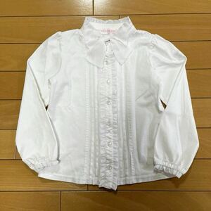 良品★メゾピアノ★ブラウス 長袖シャツ 120 シフォンリボン付き♪