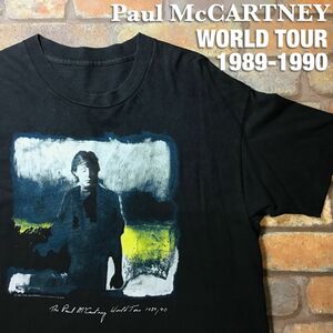 ★USA直輸入!!★【ポール マッカートニー】THE PAUL 1989-90 ワールドツアー 両面 半袖 Tシャツ[ L程度]黒 ビートルズ 80’s 90’s K3-018