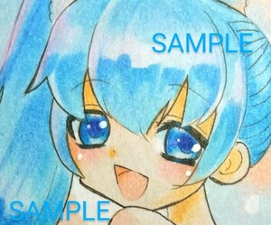 【再出品】手描きイラスト　初音ミク　ミニ色紙