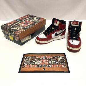 当時物ジョーダンAIR JORDAN1 BGナイキNIKE復刻シカゴ赤CHICAGO白94年製オリジナル黒23センチ人気ビンテージ箱US 4Y観賞153126ハイ美品Real