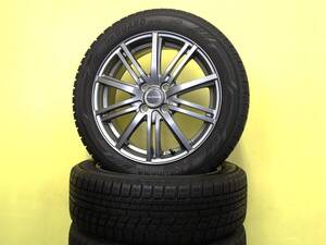 S3749 中古 4本 185/55R16 ヨコハマ アイスガード 6 iG60 BR10 6J +50 4H 100 ガンメタ ヴィッツ フィット シャトル グレイス