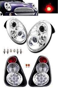 送料込 BMW ミニ MINI R50 R52 R53 LED プロジェクター イカリング ヘッドライト & LED テールランプ 左右 セット クーパー