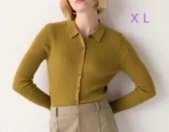 UNIQLO ユニクロ メリノリブポロカーディガン イエロー ＸＬ