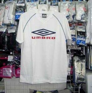 アンブロ UBS7732半袖プラシャツWNV 白×紺 ホワイト×ネイビー M～Lサイズ umbro 新品 レトロ 即決価格/