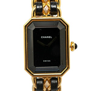 シャネル プルミエール 腕時計 サイズ：L H0001 クオーツ ブラック文字盤 メッキ レディース CHANEL 【中古】