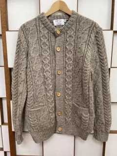 美品 Kerry Woollen Mills 英国製 アランケーブルカーディガン