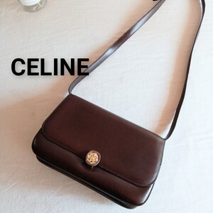 美品 CELINE オールド セリーヌ ヴィンテージ 本革 レザー 2way ショルダーバッグ ポシェット クラッチ 鞄 ブラウン レディース メンズ