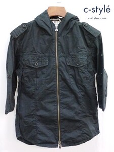 D006 [人気] BURBERRY BLACK LABEL 五分丈ジップアップブルゾン M ブラック BMP32-284-09 綿100 | O★