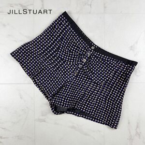 美品 JILLSTUART ジルスチュアート 総柄 シルク100% ショートパンツ ボトムス レディース 黒 ブラック サイズ2*HC123