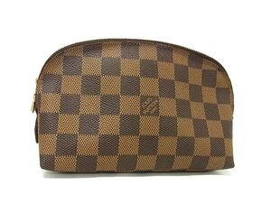 1円 ■美品■ LOUIS VUITTON ルイヴィトン N47516 ダミエ ポシェット コスメティックPM ポーチ マルチケース 小物入れ ブラウン系 FG3585