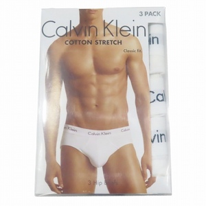 未使用品 カルバンクライン CALVIN KLEIN 3Hip Brief COTTON STRETCH 下着 ブリーフパンツ 3枚セット L 白 ホワイト/3 メンズ