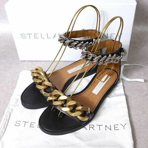 3-YI017【未使用級】ステラマッカートニー STELLA McCARTNEY ファラベラ チェーン サンダル ブラック 36 レディース