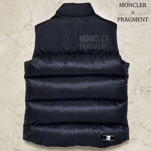 美品★ MONCLER × FRAGMENT モンクレール フラグメント ABENE GILET ダウンベスト size1 ロゴ刺繍 スナップボタン 藤原ヒロシ ブラック 黒