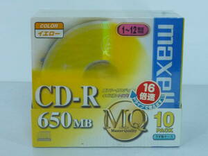 50811-2　Maxell　CD-R　CDR74YE.1P10S　イエロー　マクセル　650MB　MQ　10PACK　黄　日本製