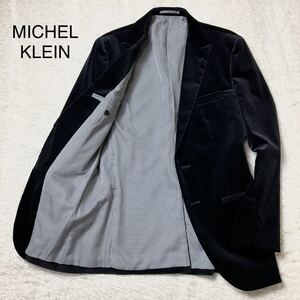 【極美品】 MICHEL KLEIN ベロアジャケット 黒 ブラック 48 千鳥格子 メンズ ミッシェルクラン