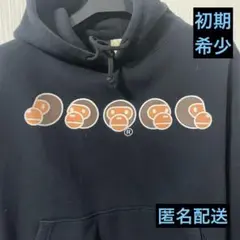 【古着】A BATHING APE マイロロゴ パーカー ブラック Mサイズ