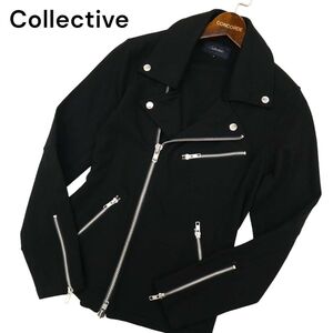 Collective コレクティブ メンズビギ 通年 ダブル ライダース ジャケット ブルゾン Sz.S　メンズ 黒　C4T01505_2#O