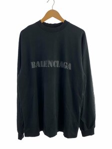 BALENCIAGA◆24SS/STENCIL TYPE/ステンシル/ダメージ加工/長袖Tシャツ/XS/コットン/BLK//