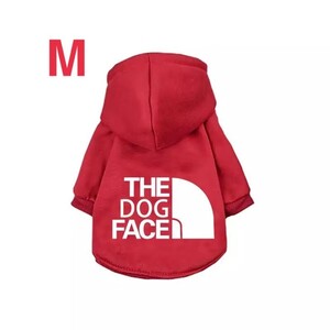 新品未使用Thedogfaceドッグフェイス　犬服パーカーペット洋服ドッグウェア赤Мサイズ