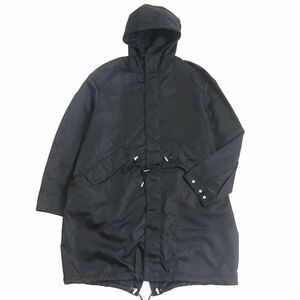 美品□21AW DIOR/ディオール オム 033C313B4732 バックロゴ WZIP フーデッド ナイロンコート/モッズコート ブラック 46 イタリア製 正規品