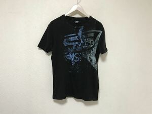 本物ディーゼルDIESEL 55DSLコットンプリント半袖Tシャツメンズサーフアメカジミリタリービジネススーツ黒ブラックM