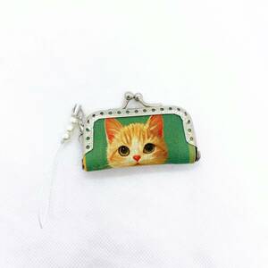 リアル/猫＊がま口 キーホルダー コインケース ＊ストラップ付き＊ハンドメイド 