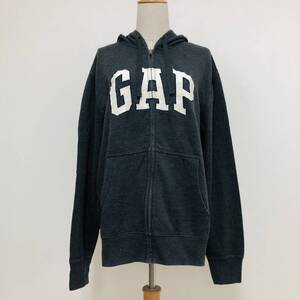 z1224 GAP ギャップ フルジップ パーカー 裏起毛 ロゴ 綿混 ポケット 秋 冬 L ネイビー メンズ 古着 USED ベーシックカジュアルスタイル