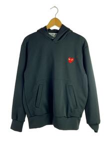 PLAY COMME des GARCONS◆RED HEART PATCH PULLOVER HOODY SWEATSHIRT/M/ポリエステル/ブラック